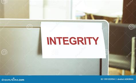 Sticky Note On The Computer Text Integrity Stock Photo Image Of