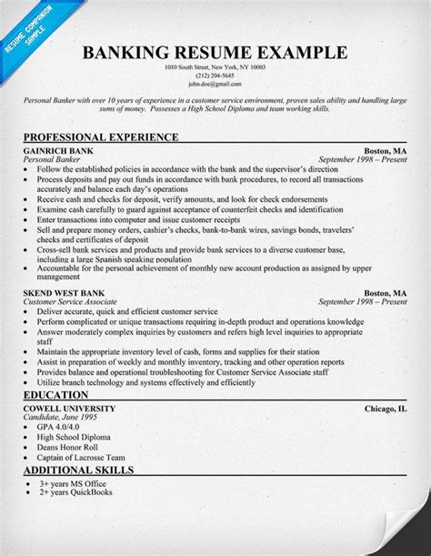 43 Banking Resume Sample Template For Your Application