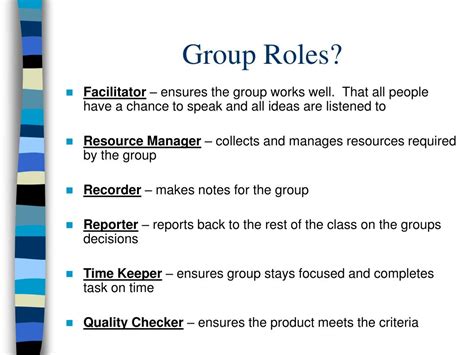 Ppt Group Roles Powerpoint Presentation Free Download Id7029033