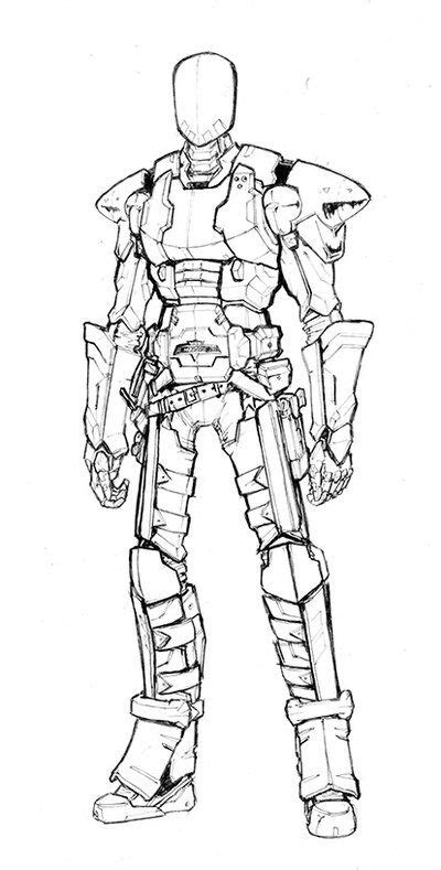 Power Armour Robots Drawing Concept Art Characters Robot Art