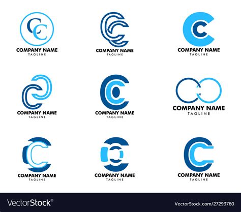 Set Initial Letter Cc Logo Template Design Vector Image