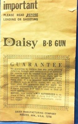 Vintage Daisy Bb Gun Manual Models And