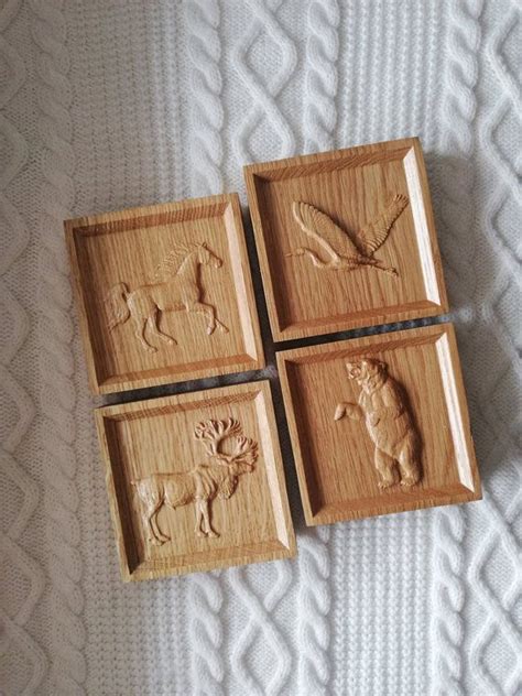 Animal Rosette Set With Bears Blue Heron Horses Elk Custom Carved