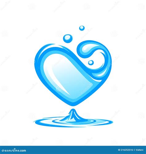 Water In The Form Of A Heart Design Concept Of Clean Water Vector