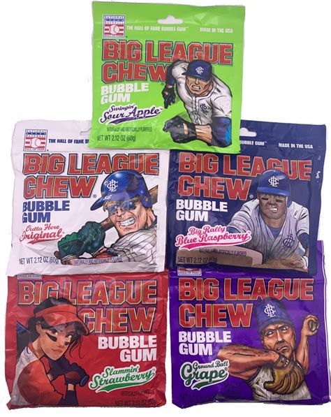 Big League Chew Bubble Gum Bulk Variety Pack 5 Flavors Original Sour