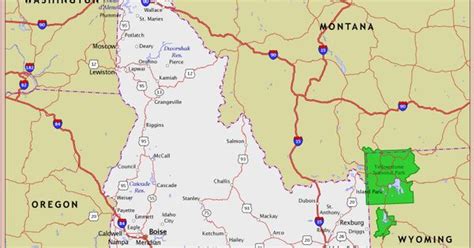 Idaho Highway And Road Map Raster Image Version World Sites Atlas