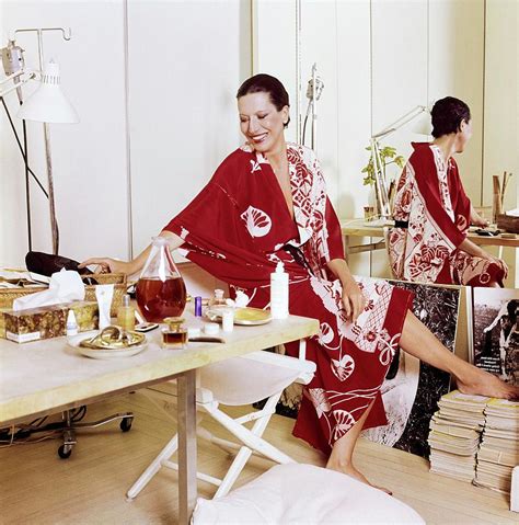 Elsa Peretti Wearing A Red Kimono Photograph By Horst P Horst Fine Art America