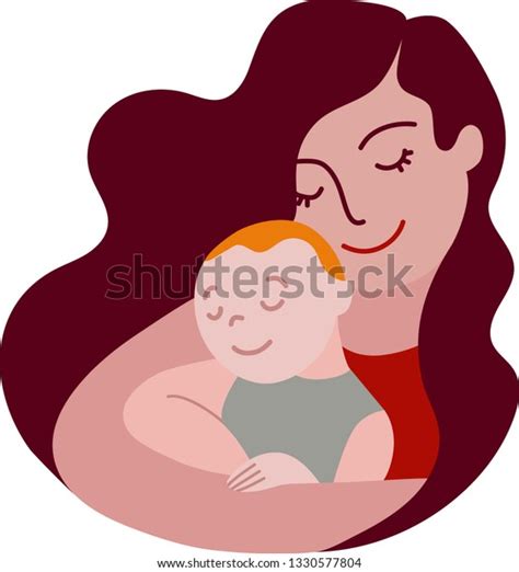 Portrait Mother Holding Her Baby On Stock Vector Royalty Free 1330577804