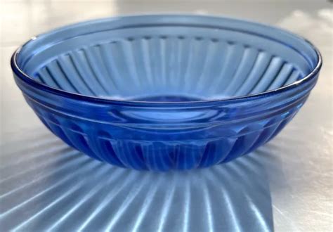 Vintage S Hazel Atlas Aurora Cobalt Blue Cereal Bowl