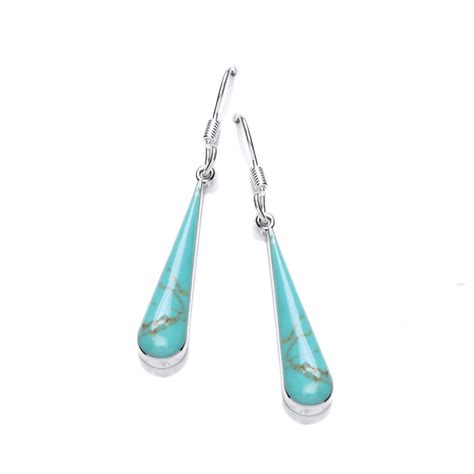 Sterling Silver And Formed Turquoise Teardrop Earrings Cavendish French