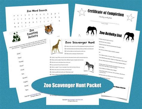 Zoo Scavenger Hunt And Zoo Activity Printables Etsy Zoo Scavenger
