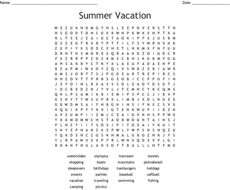 Summer Vacation Word Search Wordmint Word Search Printable