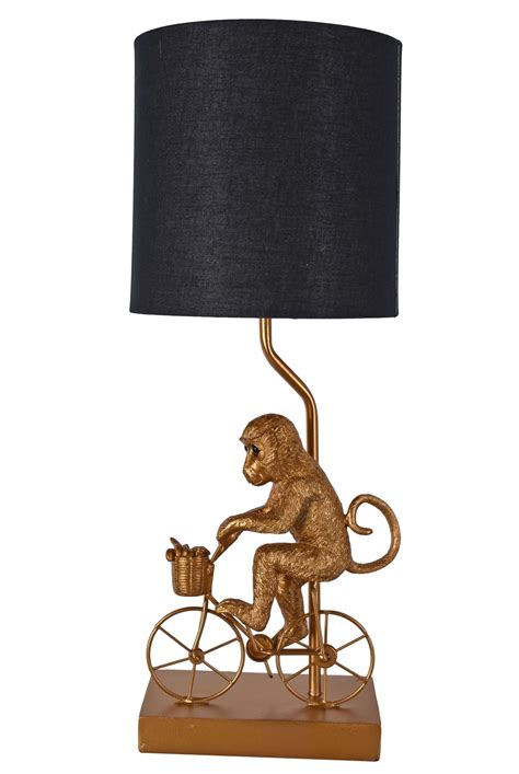Table desk lamp cyclist monkey gold table lamp monkey bedside lamp light 54cm. Nightstand Lamp Monkey Gold Animal Figurine Table Desk ...