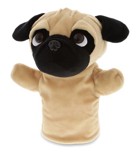 Dollibu Pug Dog Plush Hand Puppets For Kids Soft Stuffed Animal Hand