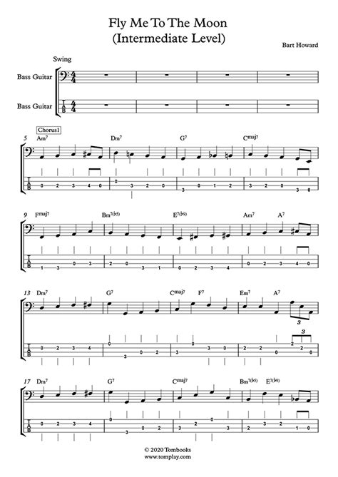 Fly Me To The Moon Intermediate Level Frank Sinatra Bass Tabs