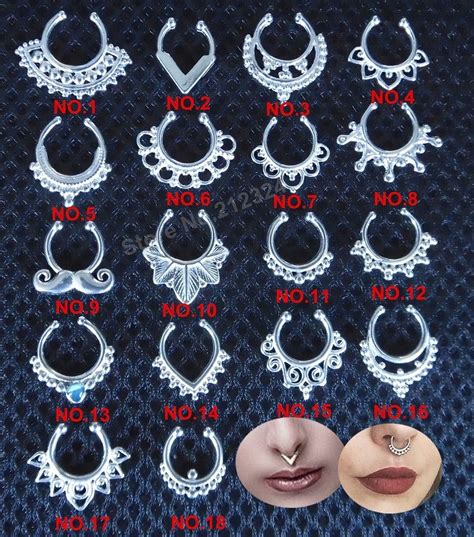 2015 Hot All Silver Surgical Steel Fake Septum Indian Faux Nose Ring