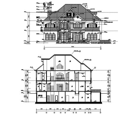 How to draw elevation from floor plan in autocad. House Section And Elevation Drawings | Elevation drawing ...