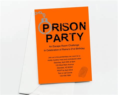 Prison Invitation- Birthday Party, Escape Room, Baby Shower, Get Out of