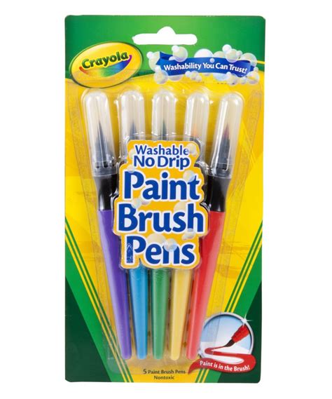 Crayola Washable No Drip Paint Brush Pen Set Of Five Paint Brushes