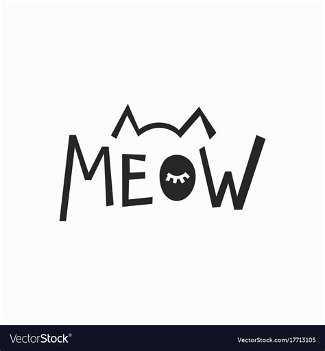Meow T Shirt Quote Lettering Royalty Free Vector Image