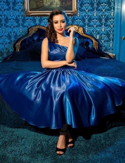 Pin by Vasilisa Satin on Короткие платья Royal blue satin dress Beautiful evening dresses