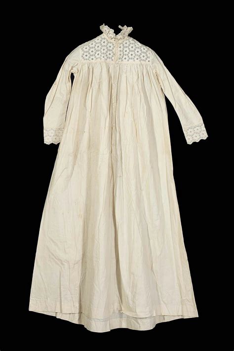 A Nightgown Of White Cotton American About 1870 1870s Fashion