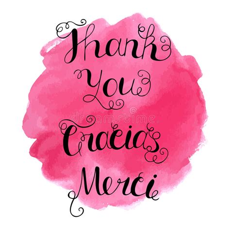 Gracias Merci And Thank You Hand Written Lettering On Abstract