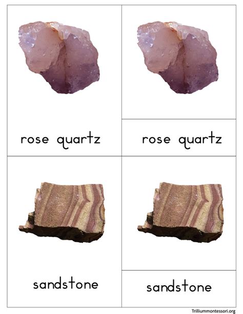 Rocks And Minerals 3 Part Cards Trillium Montessori