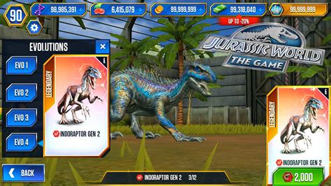 New Indoraptor Gen 2 Max Lv 40 Full X3 Feeding Jurassic World The Game Youtube
