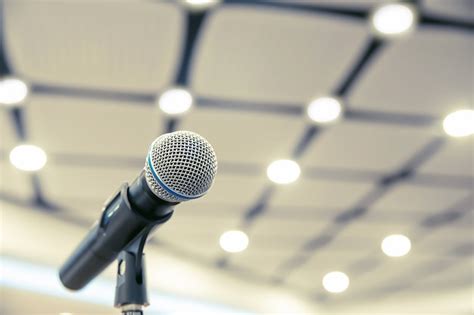 Premium Photo Microphone On The Stand For Public Speaking