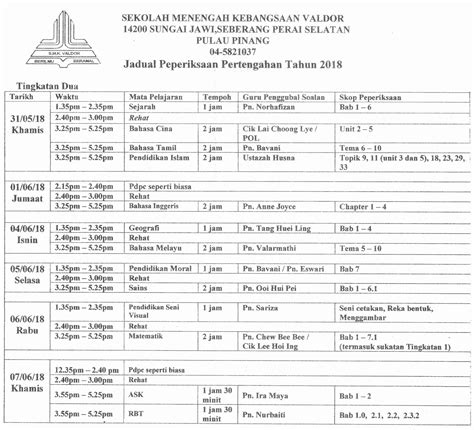 Berikut adalah draf jadual waktu peperiksaan spm 2018 yang dikeluarkan oleh kementerian pelajaran malaysia. BLOG RASMI SEKOLAH MENENGAH KEBANGSAAN VALDOR: Jadual ...