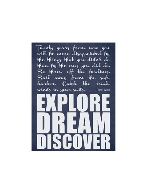 Explore Dream Discover Inspirational Mark Twain By Lollopprints