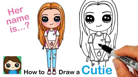 How To Draw A Cute Back To School Girl Easy 2 Youtube