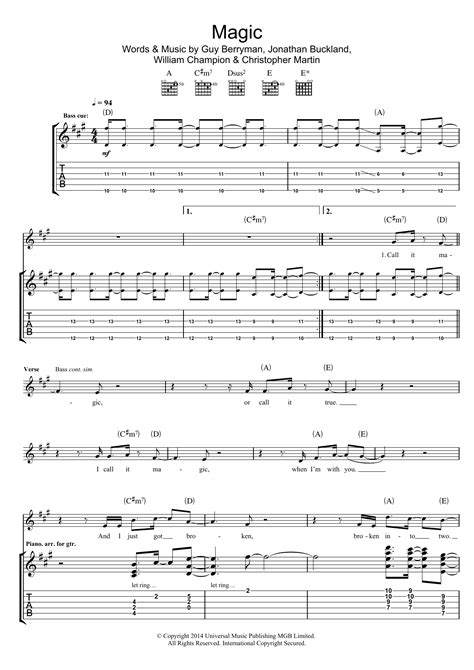 Magic By Coldplay Guitar Tab Guitar Instructor