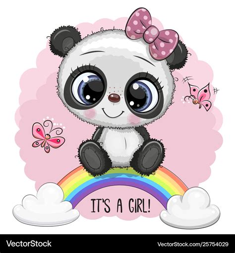 Cartoon Panda Is On Rainbow Royalty Free Vector Image