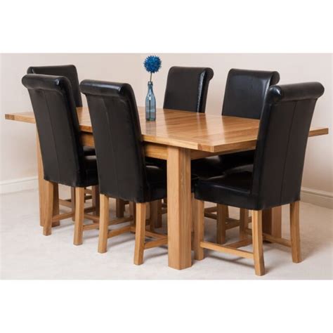 Seattle Oak Extending Dining Table With Lola Leather Chairs Thats