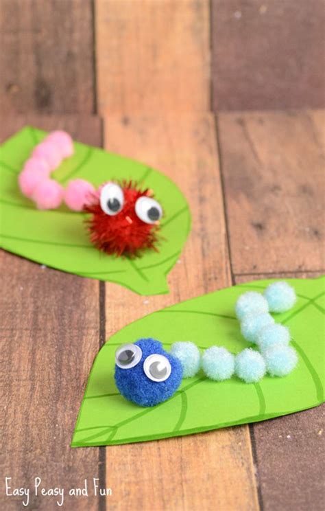 Caterpillar Pom Pom Craft Spring Craft Ideas Spring Arts And Crafts