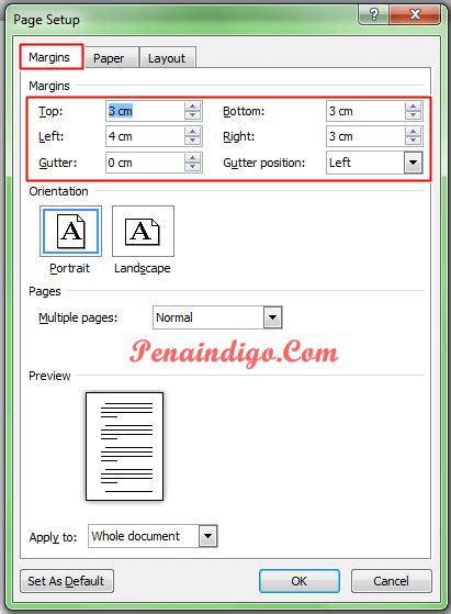 Cara Mengatur Ukuran Kertas Dan Margin Di Ms Word 1 Pena Indigo