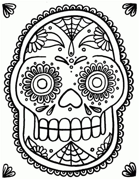 Day of death mexican decorated skull. Dia De Los Muertos Coloring Pages - Coloring Home