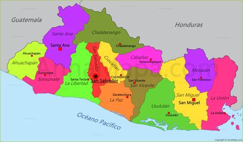 Mapa Departamentos De El Salvador
