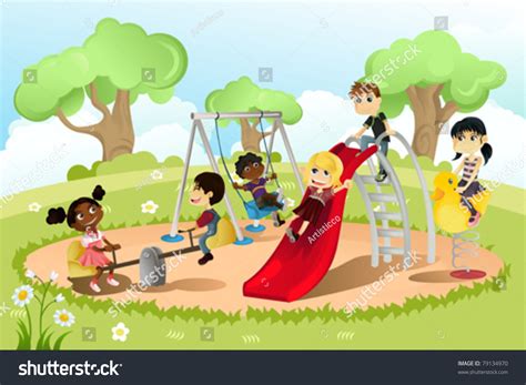A Vector Illustration Of A Group Of Multi Ethnic Children Playing In
