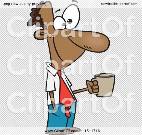 Clipart Of A Cartoon Happy Black Business Man Taking A
