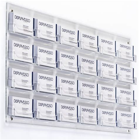 Clear acrylic vertical business card holder, desktop office business card organizer stand, business card display holder, desk business cards personalized holder. Clear 24-Pocket Wall Business Card Holder | Acrylic