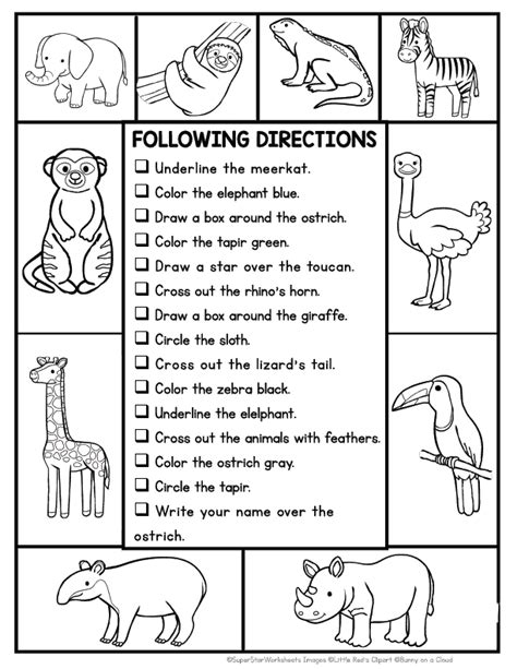 Free Following Directions Worksheets Pdf