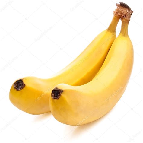 Two Yellow Bananas Ripe Isolated Located Cascade On White — Stock Photo