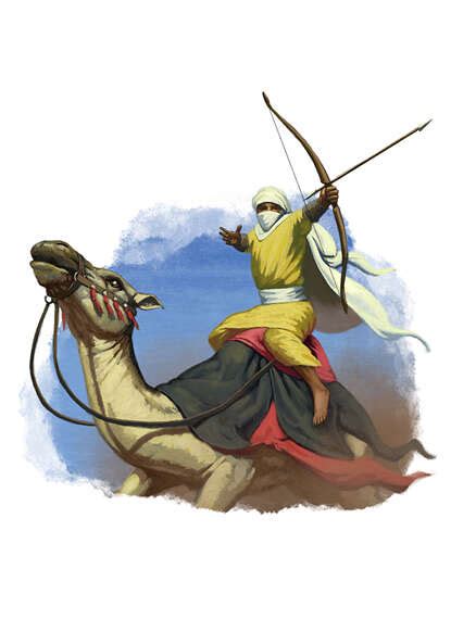 Someone who rides a camel. Filler spot colour - character: camel rider with bow - RPG ...
