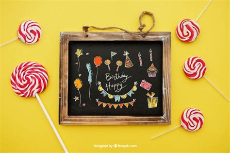 Download Free Birthday Greeting Plus Lollipops Mockup - DesignHooks