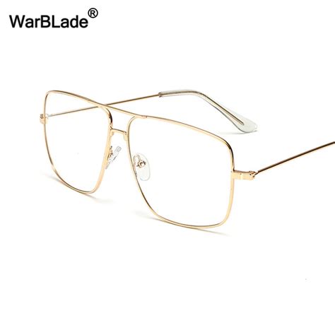 Warblade Retro Thin Gold Glasses Men Women Optical Lens Metal Alloy Flat Top Eyeglass Optical