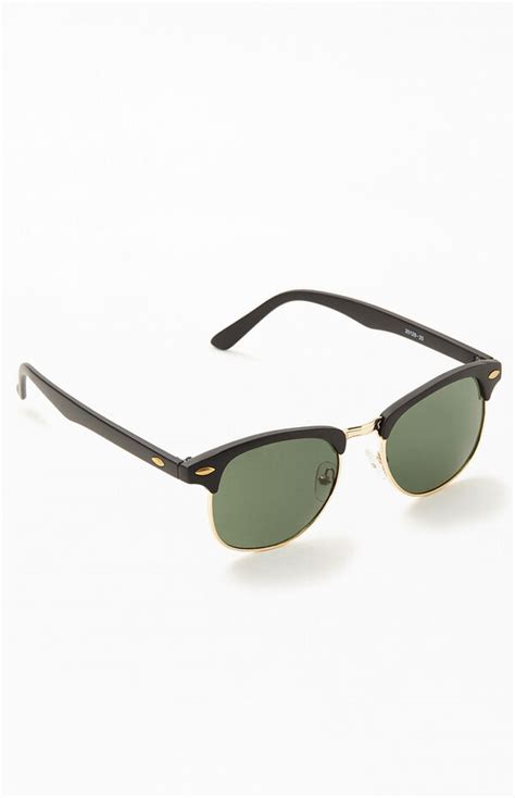 Pacsun Black And Gold Small Metal 50fifty Sunglasses Pacsun