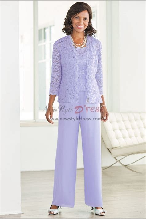 Sky Blue Elegant Mother Of The Bride Pant Suit With Jacket Elastic